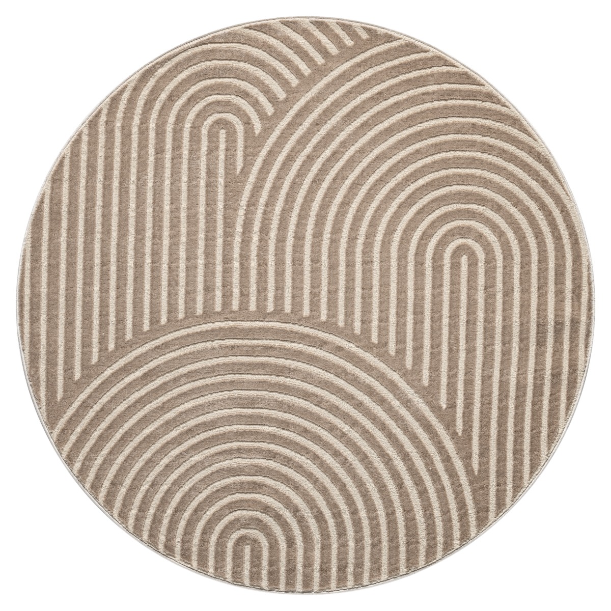 Bella Zen Mörkbeige Rund 120 cm Wiltonmatta