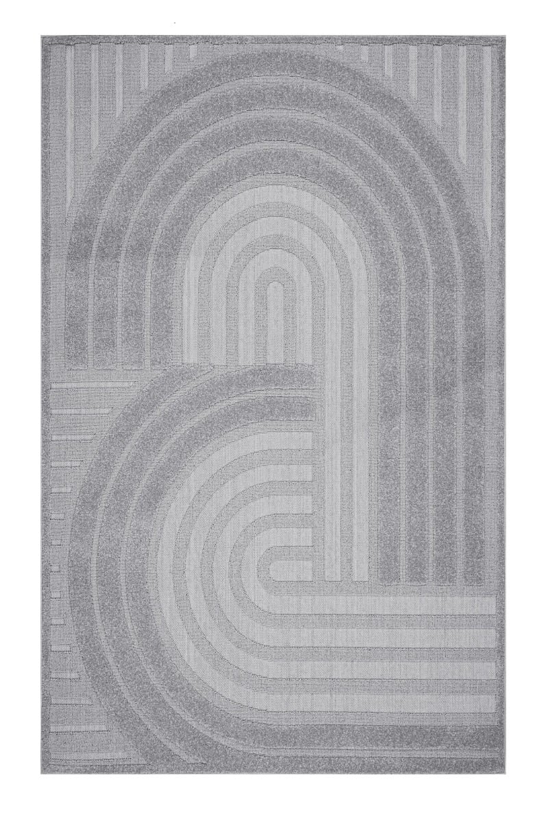 Yoko Cross Grå 200x290 cm Inom- och Utomhusmatta