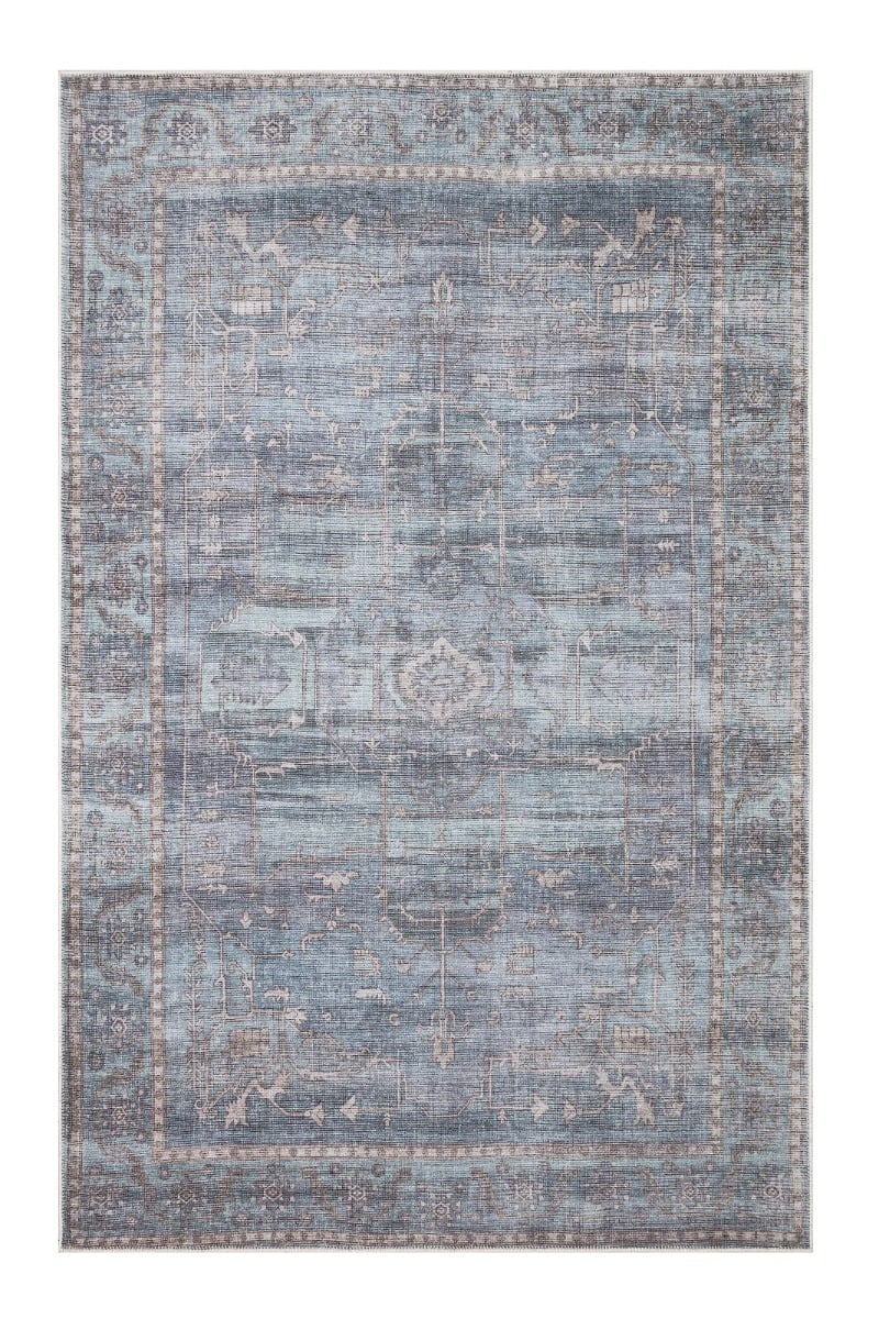 Verdun Aube Blå 200x300 cm Tvättbar Bomullsmatta