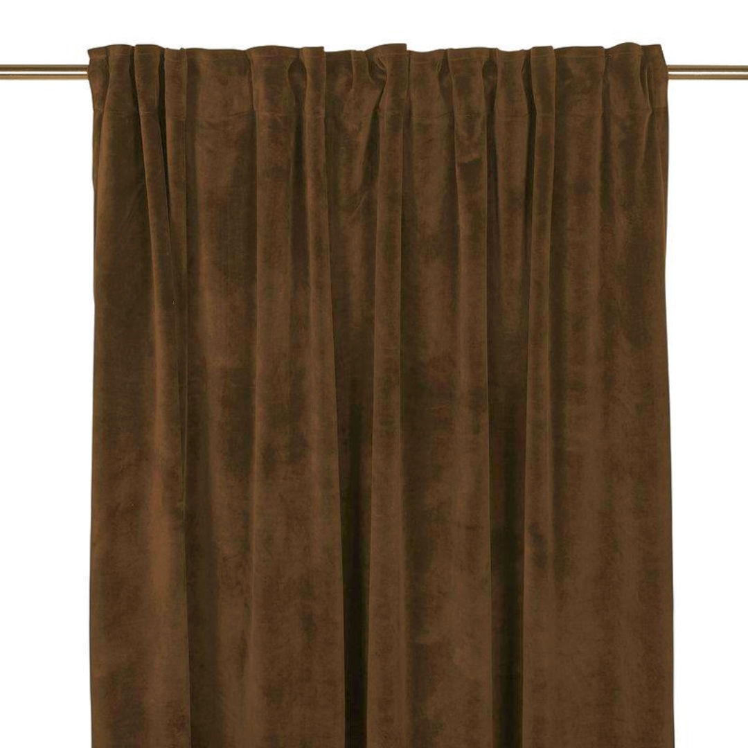 Mathilde Brun 2x140x250 cm Sammetsgardin 2-pack