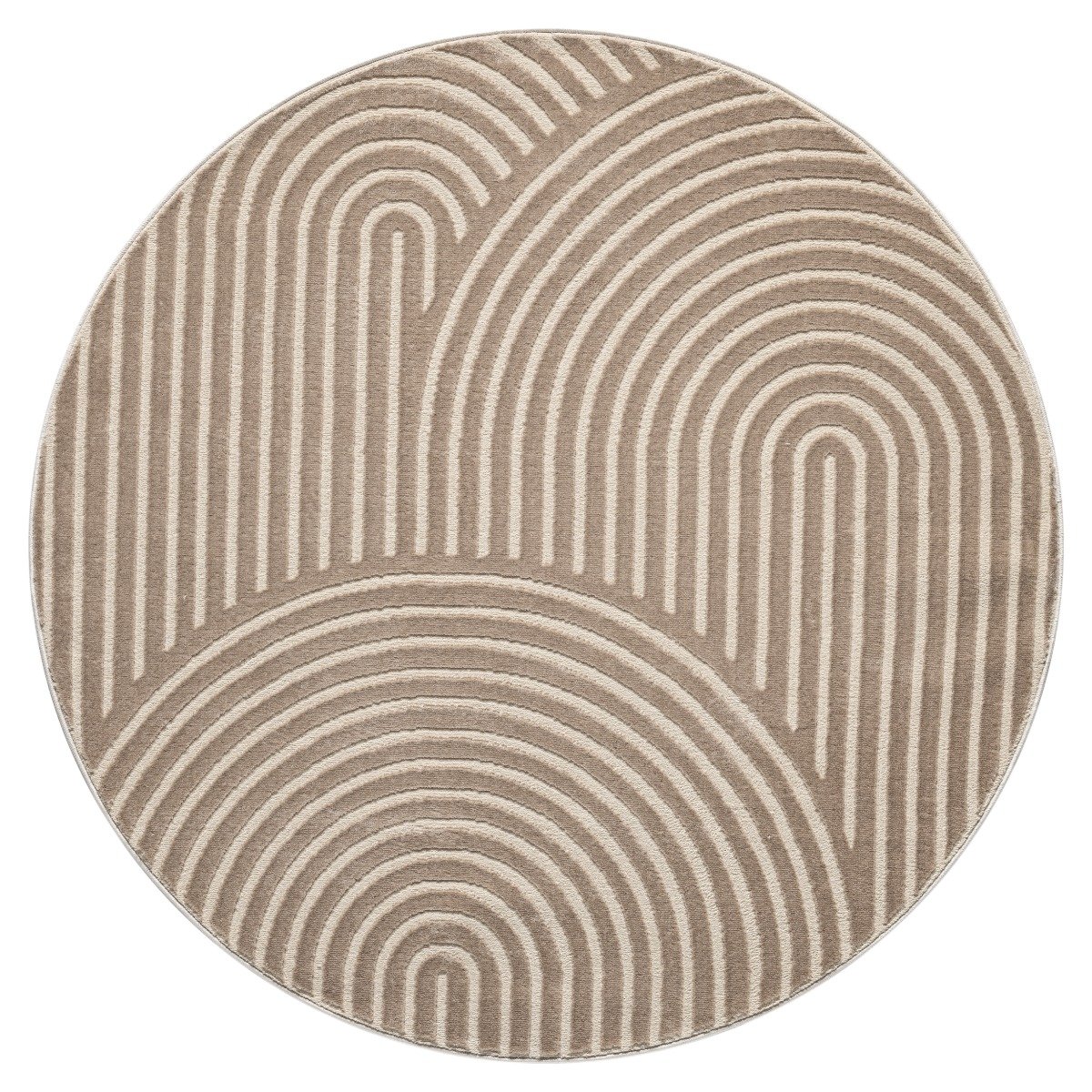 Bella Zen Mörkbeige Rund 120 cm Wiltonmatta