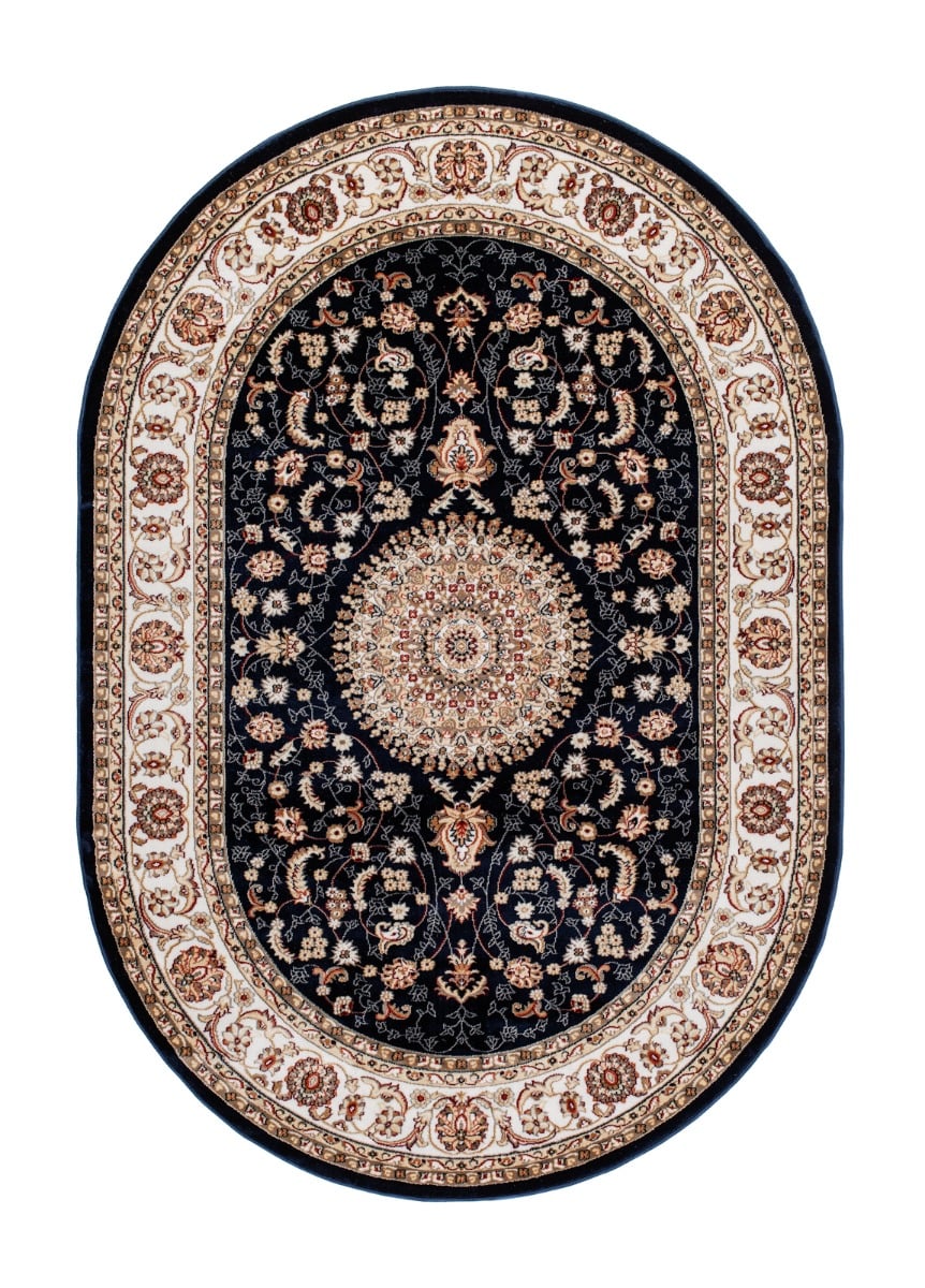 Doha Oma Blå Oval 200x290 cm Wiltonmatta