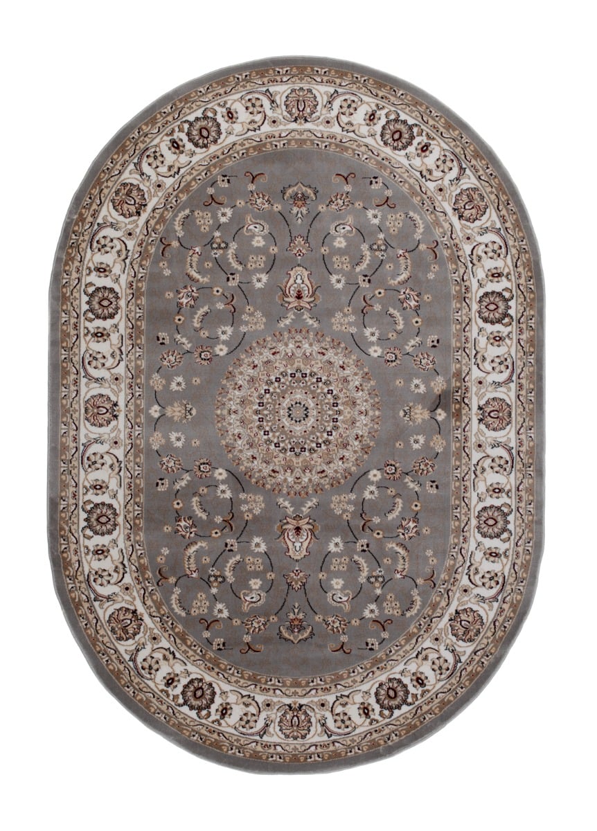 Doha Oma Grå Oval 160x230 cm Wiltonmatta
